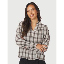 Camisa big check blouse Neo Noir, off white