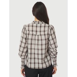 Camisa big check blouse Neo Noir, off white
