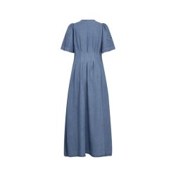 Co'Couture Tilly emb pleat dress, denim blue