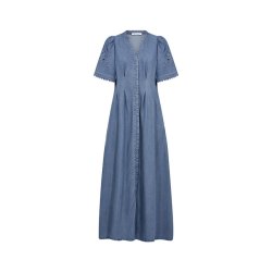 Co'Couture Tilly emb pleat dress, denim blue