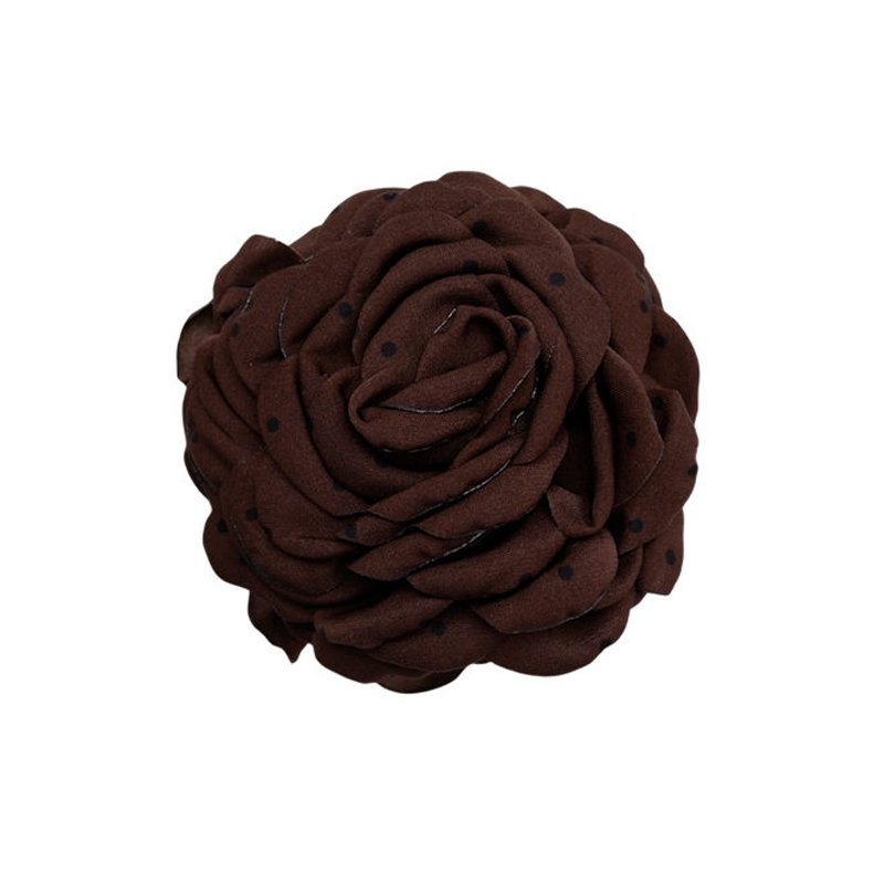 Villa mega flower hair claw Black Colour coffee w. dots