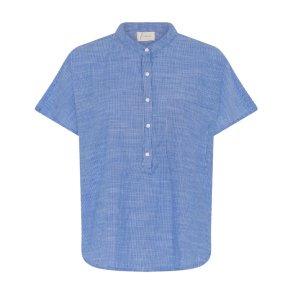 Colombo ss linen top Frau, medium blue stripe