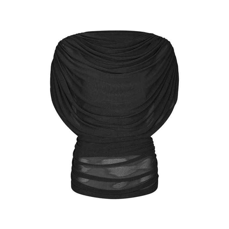 Cottuna drapy mesh top Neo Noir, black
