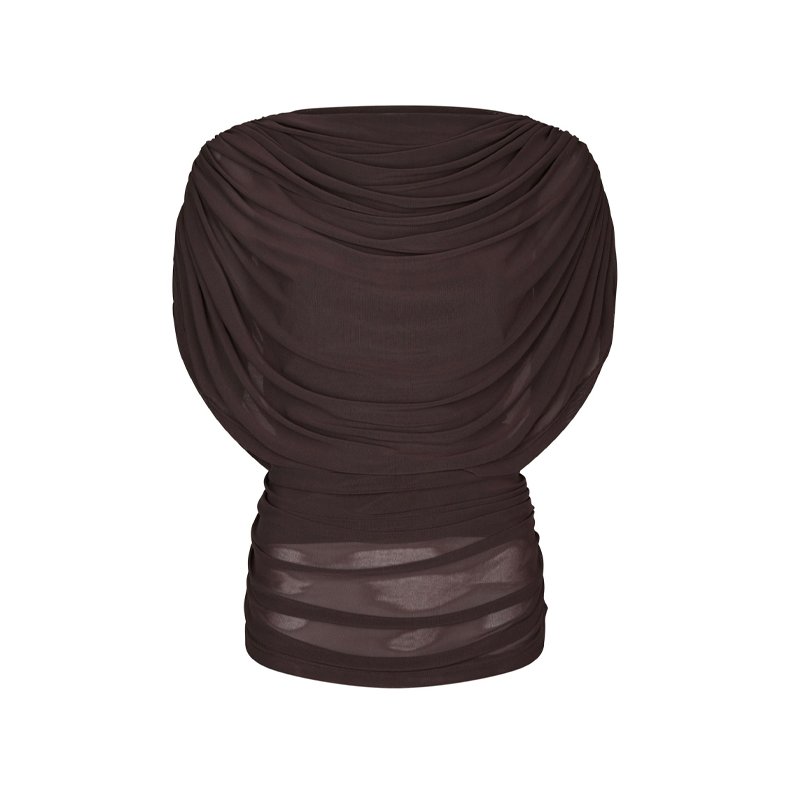 Cottuna Drappy Mesh top Neo Noir, brown