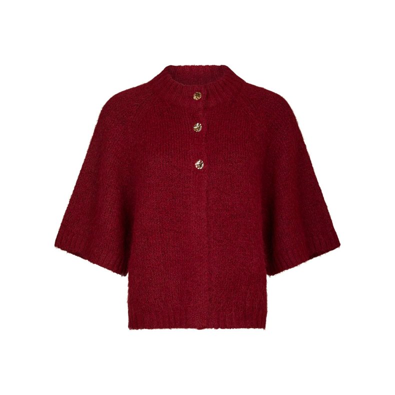 Benuta fluffy knit cardigan Neo Noir, dark red