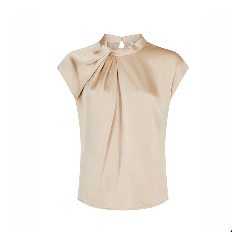 Fleur drapy satin blouse Neo Noir, dark sand