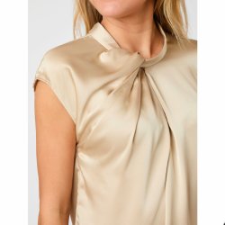 Fleur drapy satin blouse Neo Noir, dark sand