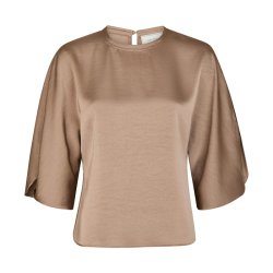 Liora heavy sateen Blouse, dark taupe
