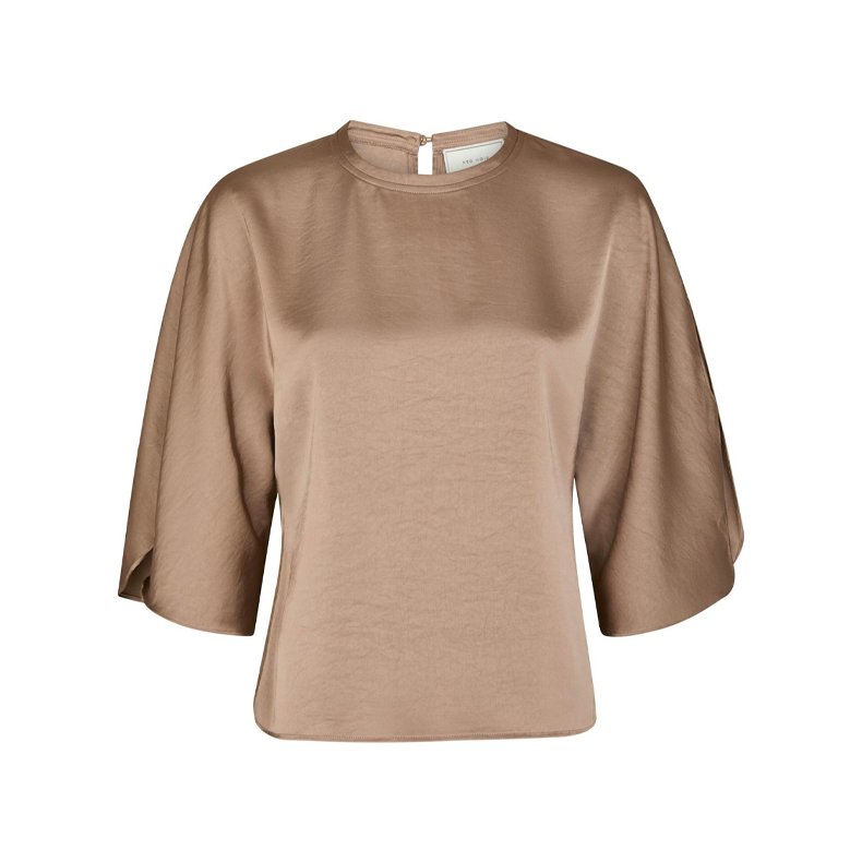 Liora heavy sateen Blouse, dark taupe