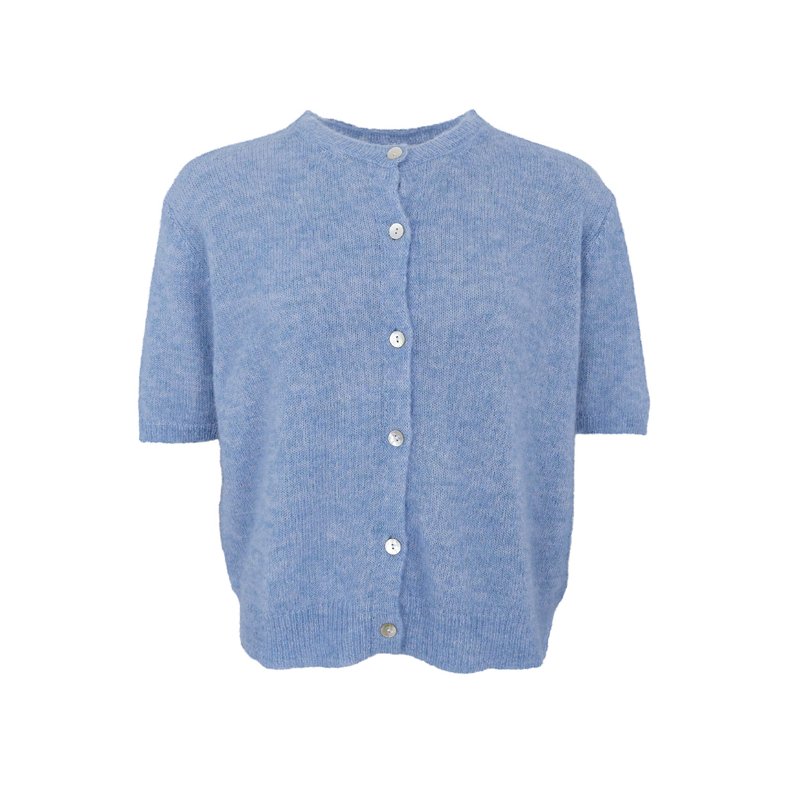 Dell ss cardigan Black Colour, lt. blue