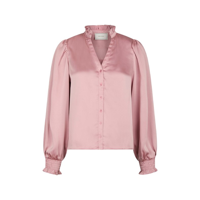 Delsie drapy sateen blouse Neo Noir, light pink