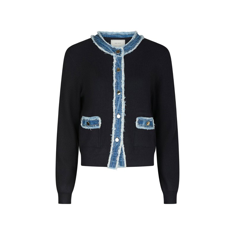Zelma knit denim cardigan Neo Noir, navy
