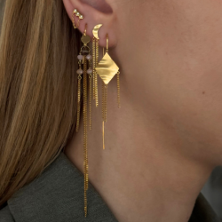 Windy viola with chains single earring Stine A, gold