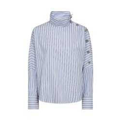 Devin asym button blouse Co'Couture, blue