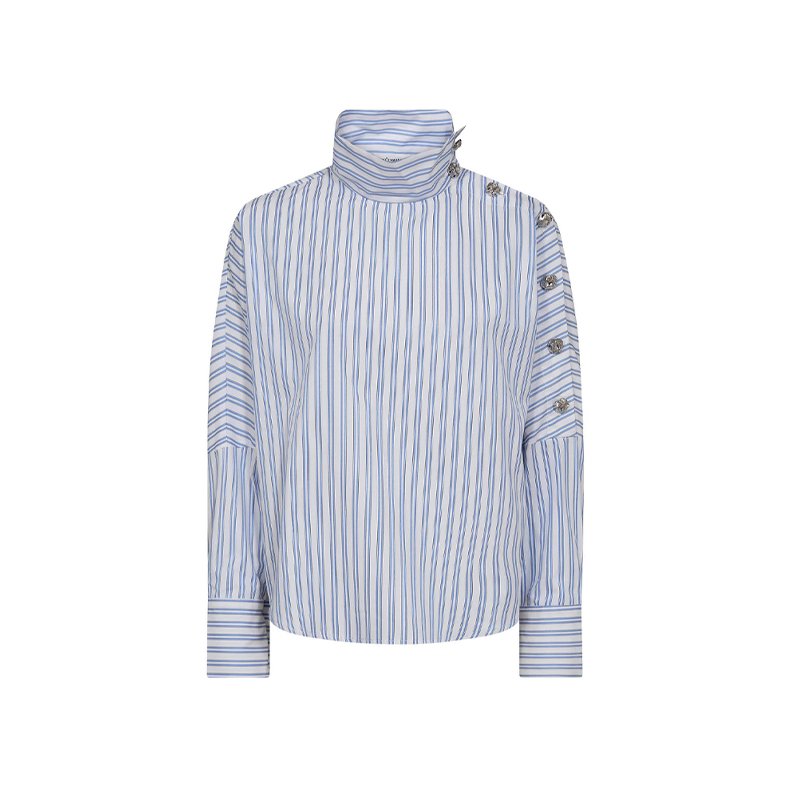 Devin asym button blouse Co'Couture, blue