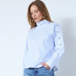 Devin asym button blouse Co'Couture, blue