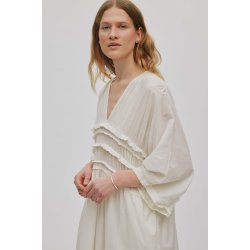 Ina voile frill gathered dress Rabens Saloner, chalk