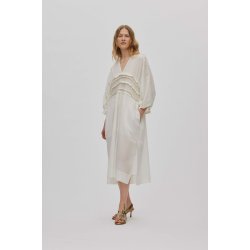 Ina voile frill gathered dress Rabens Saloner, chalk