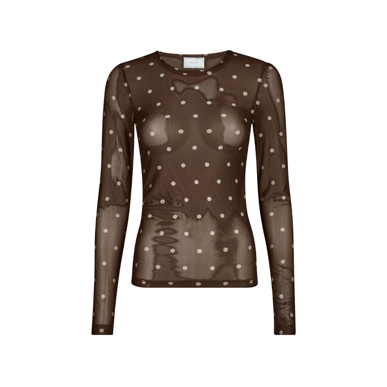 Ella dot blouse Neo Noir, brown