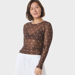 Ella dot blouse Neo Noir, brown