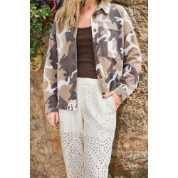 Tess shirt jacket Black Colour, Brown Camou