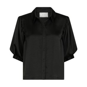 Etta heavy sateen shirt Neo Noir, black
