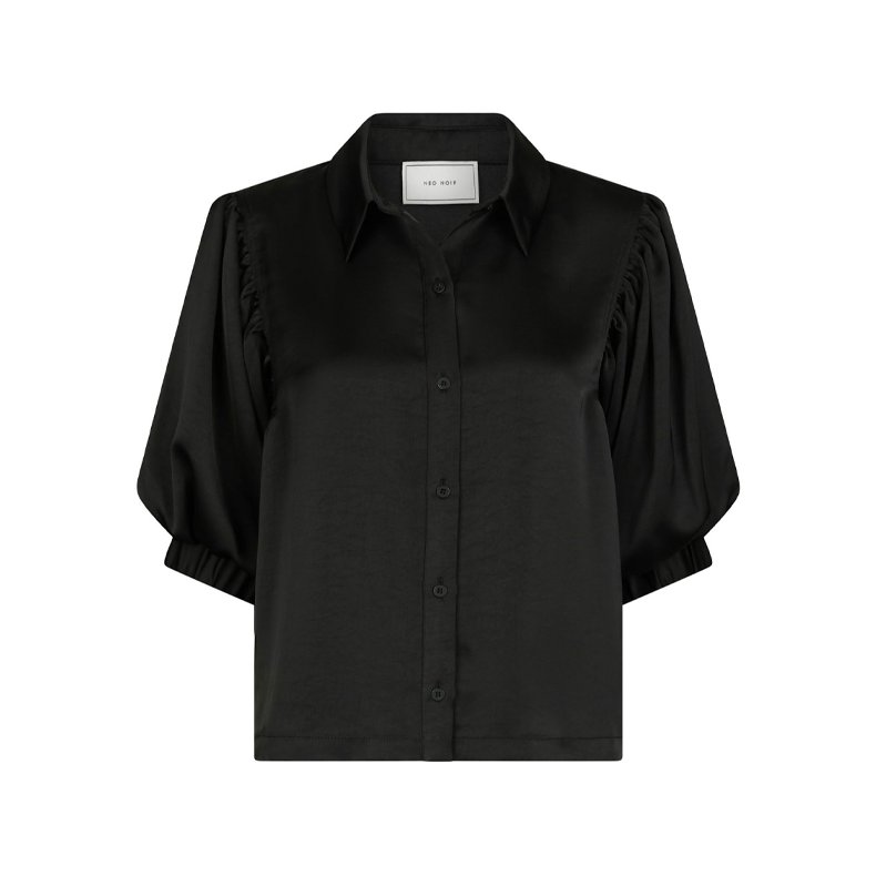Etta heavy sateen shirt Neo Noir, black