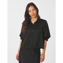 Etta heavy sateen shirt Neo Noir, black