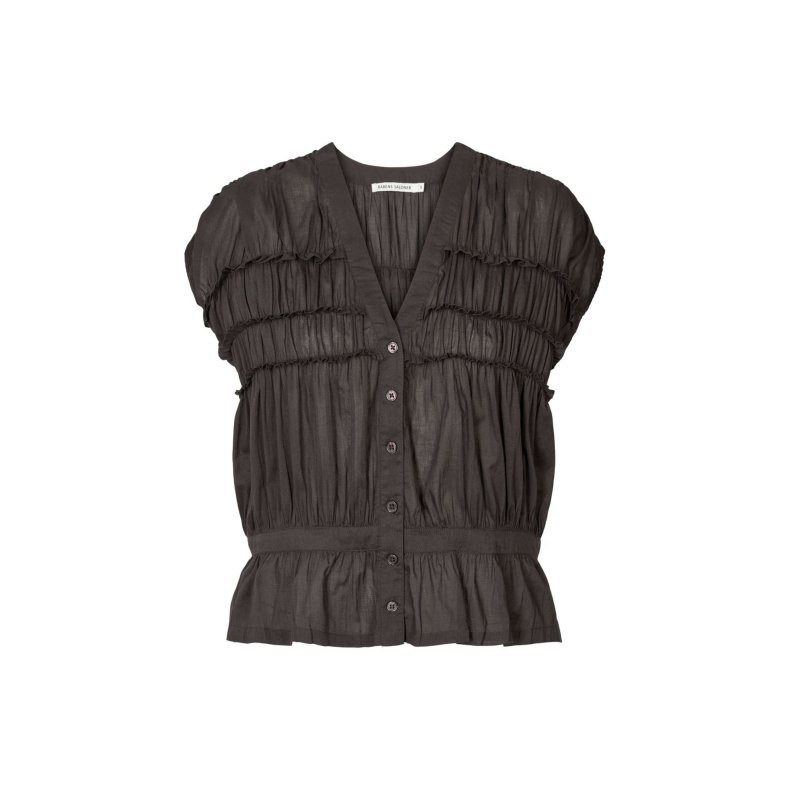 Elenor voile frill top Rabens Saloner, liquorice