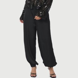 Fayla drape satin balloon pants Neo Noir, black