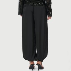 Fayla drape satin balloon pants Neo Noir, black