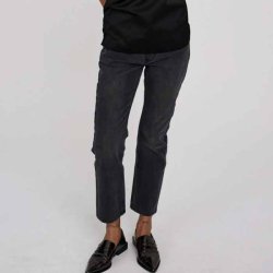 Fine denim black cropped pants Rabens Saloner, washed black denim