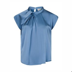 Fleur drapy satin blouse Neo Noir, dusty blue