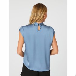 Fleur drapy satin blouse Neo Noir, dusty blue