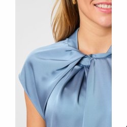 Fleur drapy satin blouse Neo Noir, dusty blue