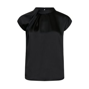 Fleur Drapy Satin Blouse Neo Noir, black