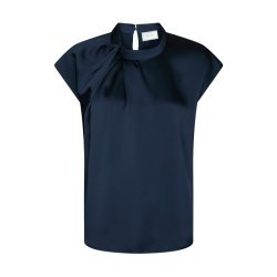 Fleur Drapy Satin Blouse Neo Noir, navy