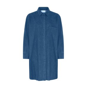 Lyon long denim dress Frau, medium blue denim