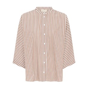 Seoul short shirt bc Frau, coffee wide stripe