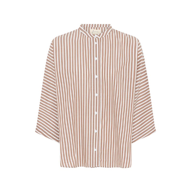 Seoul short shirt bc Frau, coffee wide stripe