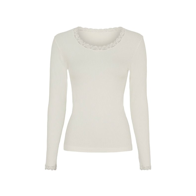 Frida rib top long sleeve Tim og Simonsen, ivory