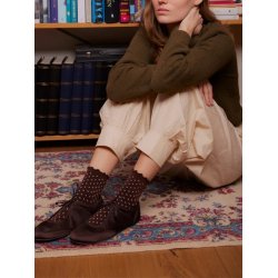 Dotted frilla short sock Beck S�ndergaard, chocolate brown