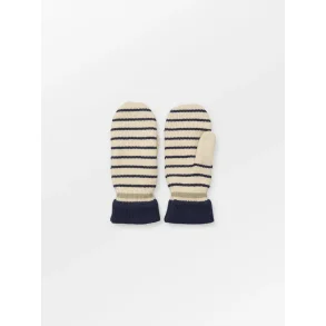 Thin striped emerald mittens Beck S�ndergaard, birch white