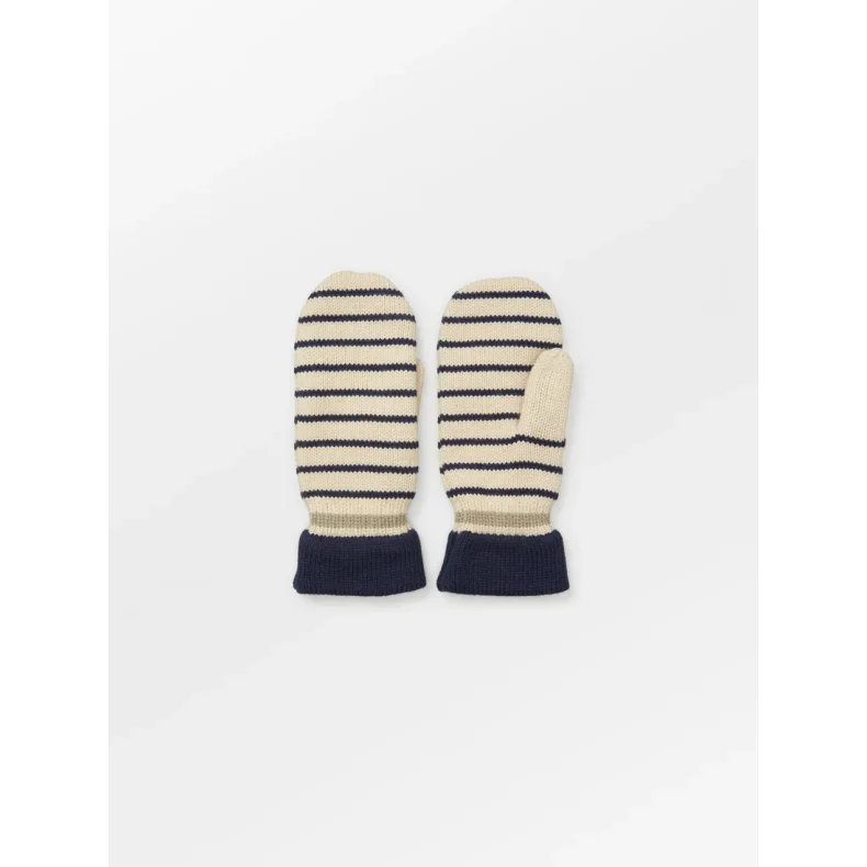 Thin striped emerald mittens Beck S�ndergaard, birch white