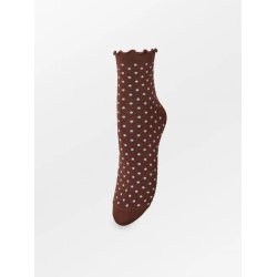 Dotted frilla short sock Beck S�ndergaard, chocolate brown