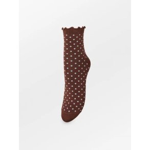 Dotted frilla short sock Beck S�ndergaard, chocolate brown