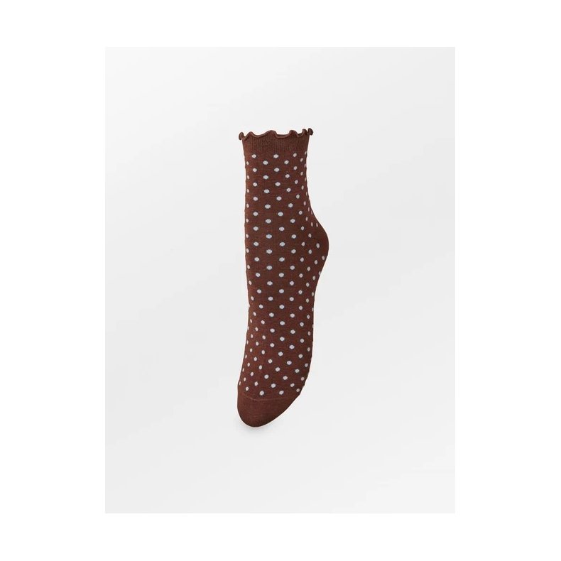 Dotted frilla short sock Beck S�ndergaard, chocolate brown