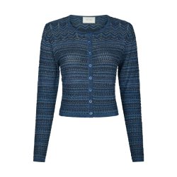 Gini chevron knit cardigan Neo Noir, Navy