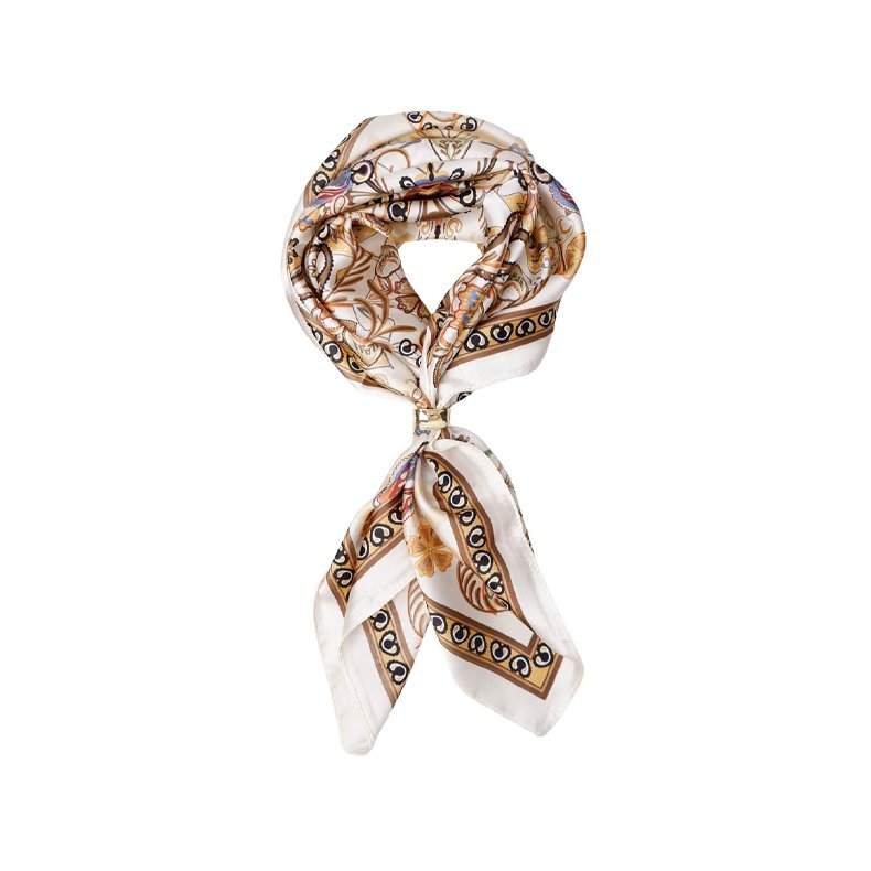  Bctazia mini scarf w. golden ring Black Colour, creme multi