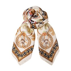  Bctazia mini scarf w. golden ring Black Colour, creme multi